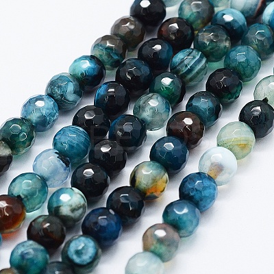 Faceted Natural Agate Beads Strands X-G-F561-6mm-D08-1
