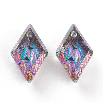 Embossed Glass Rhinestone Pendants GLAA-J101-04A-001VO-1