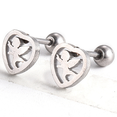 Tarnish Resistant 201 Stainless Steel Barbell Cartilage Earrings EJEW-R147-35-1
