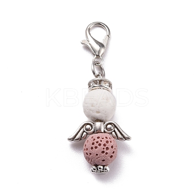 Natural Lava Rock Angel Pendant PALLOY-JF01065-1