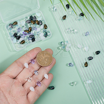 96Pcs 8 Colors Teardrop Glass Charms GLAA-HY0001-50B-1