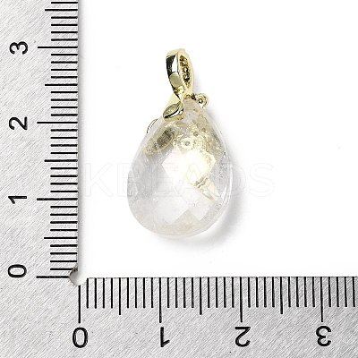 Natural Quartz Crystal Faceted Teardrop Pendants KK-D021-03C-G-1