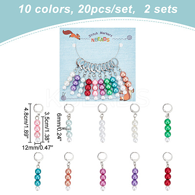 ABS Plastic Imitation Pearl Bead Stitch Markers HJEW-AB00188-1