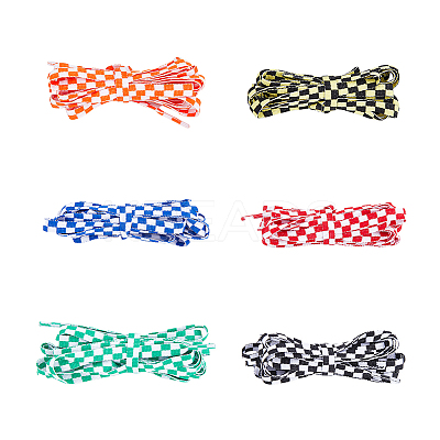 6 Pairs 6 Colors Tartan Pattern Polyester Cord Shoelace FIND-FH0006-85B-1
