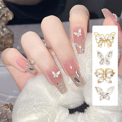24Pcs 8 Style Alloy Rhinestone Cabochons MRMJ-BC0003-40-1