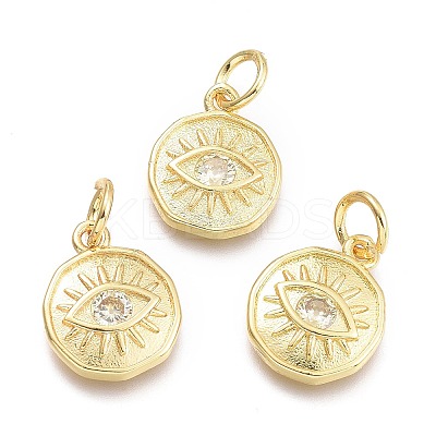 Brass Micro Pave Cubic Zirconia Pendants KK-P187-17E-G-1