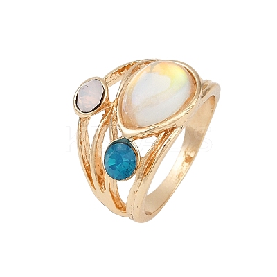 Alloy Multi-Moonstone Finger Rings for Women FS-WG1D73B-03-1