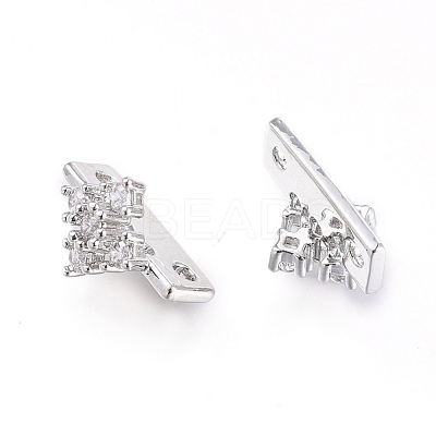 2 Hole Brass Micro Pave Cubic Zirconia Multi-strand Links ZIRC-K084-G01-P-1