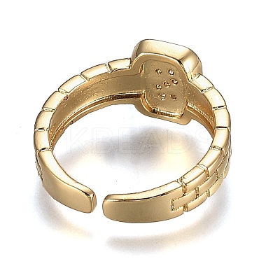 Brass Micro Pave Clear Cubic Zirconia Cuff Rings RJEW-H538-02G-S-1