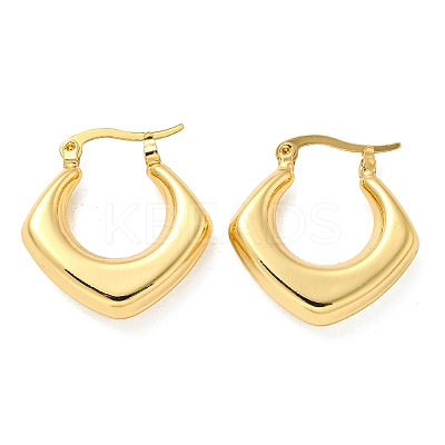 Rack Plated Chunky Rhombus Brass Hoop Earrings for Women EJEW-Z048-14G-1
