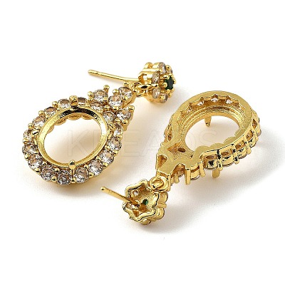 Rack Plating Brass with Cubic Zirconia Stud Earrings Finding KK-Z085-01G-1