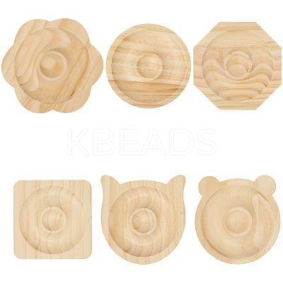 6Pcs 6 Styles Beech Wooden Jewelry Bracelet Finger Ring Diplay Holder Tray ODIS-BBC0001-03B-1