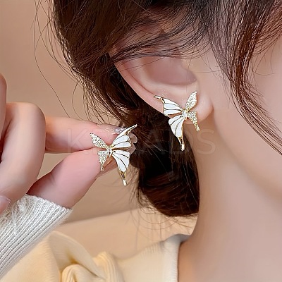 Butterfly Alloy Enamel Stud Earrings FS-WGA0046-01-1