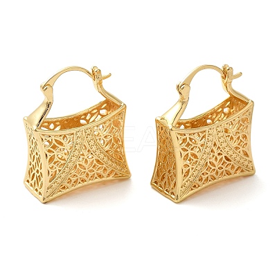 Hollow Basket Brass Hoop Earrings for Women EJEW-G399-03D-G-1