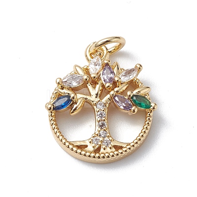 Brass Micro Pave Cubic Zirconia Pendants KK-E003-04G-1