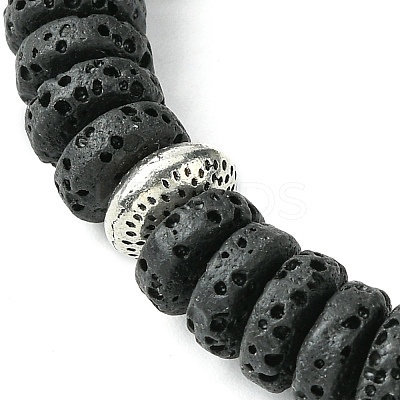 Natural Dyed Lava Rock Flat Round Beaded Stretch Bracelets for Men BJEW-JB09714-02-1