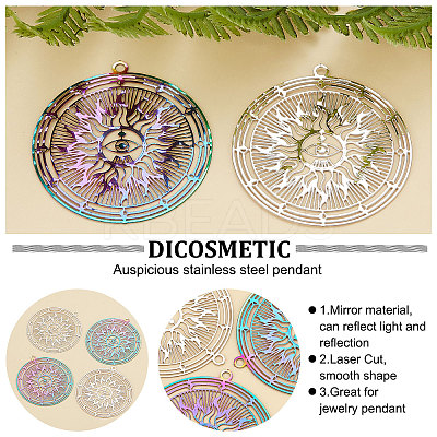 40Pcs 2 Colors 201 Stainless Steel Filigree Pendants STAS-DC0010-92-1