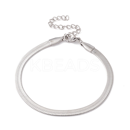Non-Tarnish 304 Stainless Steel Herringbone Chains Bracelet for Men Women BJEW-D450-01P-02-1