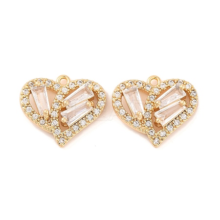 Brass Micro Pave Clear Cubic Zirconia Pendants KK-S389-13G-1