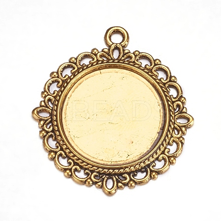 Zinc Alloy Pendant Settings for Cabochon & Rhinestone PALLOY-A15290-AG-FF-1