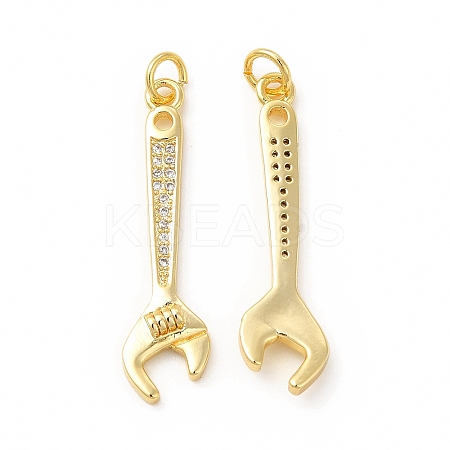 Rack Plating Brass Micro Pave Cubic Zirconia Tool Pendants KK-I699-12G-1