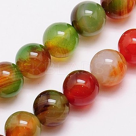 Natural Peacock Agate Beads Strands G-G444-8mm-02-1