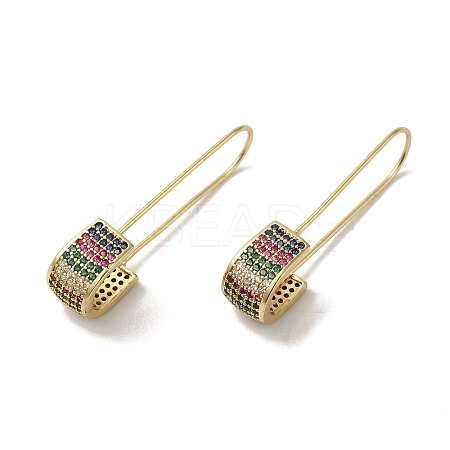 Brass Micro Pave Cubic Zirconia Hoop Earrings for Women EJEW-C097-26G-02-1