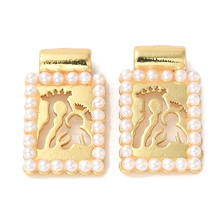 Rack Plating Brass & Acrylic Pearl Pendants X-KK-G488-05B-G-1