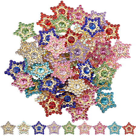 108Pcs 9 Colors Star Sew on Rhinestone OACR-GF0001-13-1