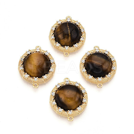 Natural Tiger Eye Connector Charms KK-N258-12G-1