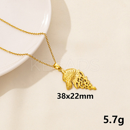 304 Stainless Steel Wolf Pendant Necklace BX4246-8-1