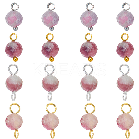 16Pcs 4 Styles October Birthstone Natural Plum Blossom Tourmaline Pendant and Connector Charms PALLOY-SW00115-1