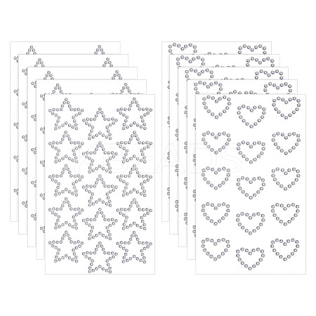 10 Sheets 2 Style Rhinestones Face Sticker FIND-GO0001-59-1