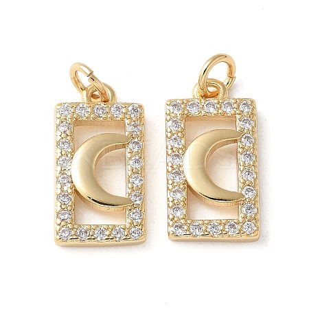 Brass Micro Pave Clear Cubic Zirconia Pendants KK-Q031-32G-01-1