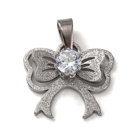304 Stainless Steel Cubic Zirconia Pendants STAS-U018-01P-1