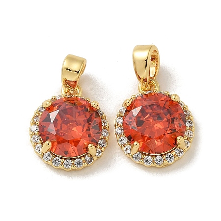 Brass Micro Pave Cubic Zirconia Pendents KK-R210-19G-1