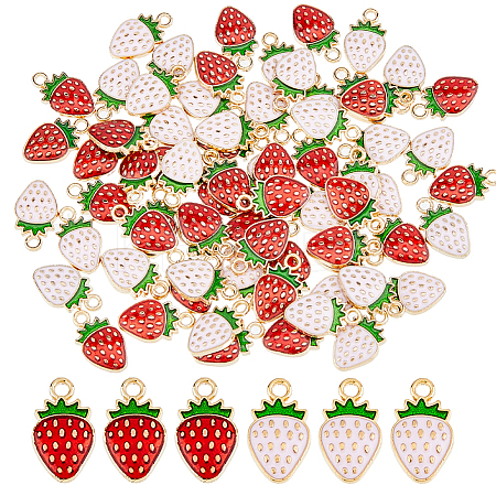 72Pcs 2 Colors Light Gold Plated Alloy Enamel Pendants ENAM-FH0001-87-1