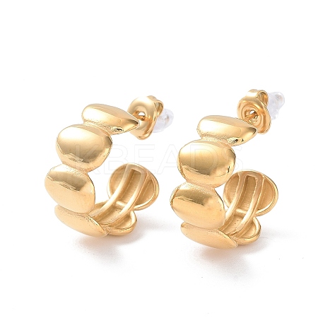 304 Stainless Steel Oval Stud Earrings EJEW-H115-25G-1