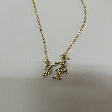 Alloy Full Crystal Rhinestone Mother and Daughter Pendant Necklaces FS-WG340FE-03-1