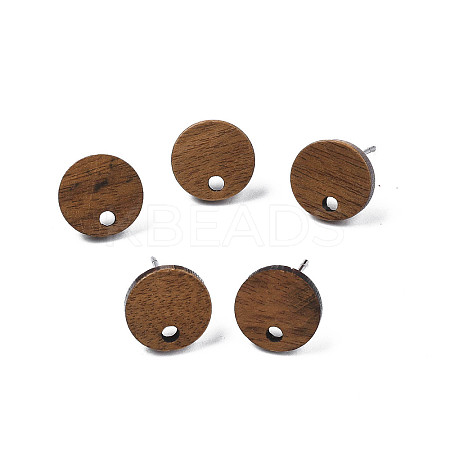 Walnut Wood Stud Earring Findings X-MAK-N032-043A-1
