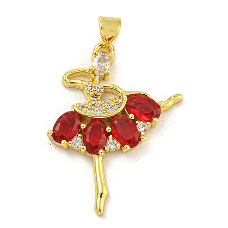 Rack Plating Brass Micro Pave Cubic Zirconia Pendants KK-G513-94G-01-1