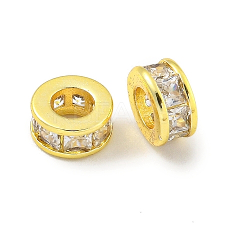 Brass Cubic Zirconia Spacer Beads KKB-L215-020G-1
