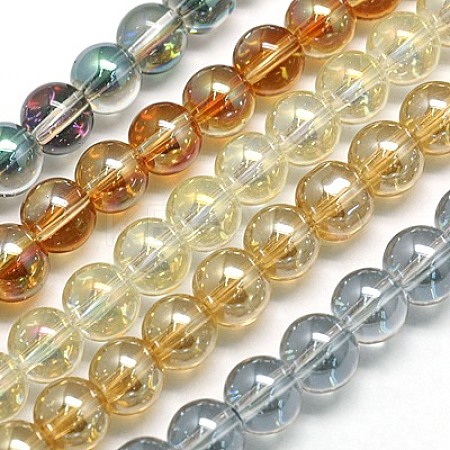 Electroplate Glass Beads Strands EGLA-J001-8mm-M-1