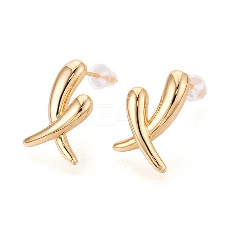 Brass Stud Earrings KK-T071-19G-02-1