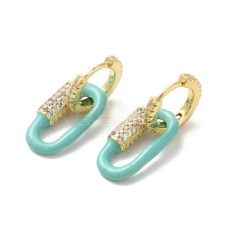 Oval Real 18K Gold Plated Brass Dangle Hoop Earrings EJEW-L268-039G-03-1