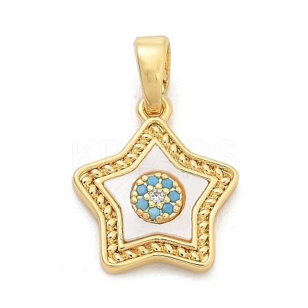 Brass Micro Pave Cubic Zirconia Pendents KK-M303-01G-10-1