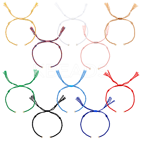 10Pcs 10 Colors Braided Cotton Cord Bracelet Making MAK-UN0001-66-1