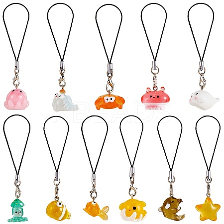 Sea Animals Resin Pendant Mobile Straps HJEW-SW00036-1
