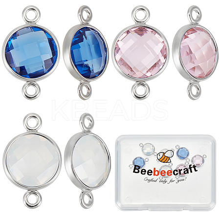 9Pcs 3 Colors Brass Cubic Zirconia Connector Charms FIND-BBC0004-17A-1