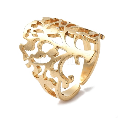 201 Stainless Steel Open Cuff Rings for Women RJEW-M020-08G-1-1